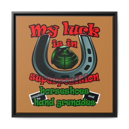 my luck - framed canvas art (light brown)