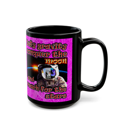 defy conquer reach - Black Mug (pink swirl)