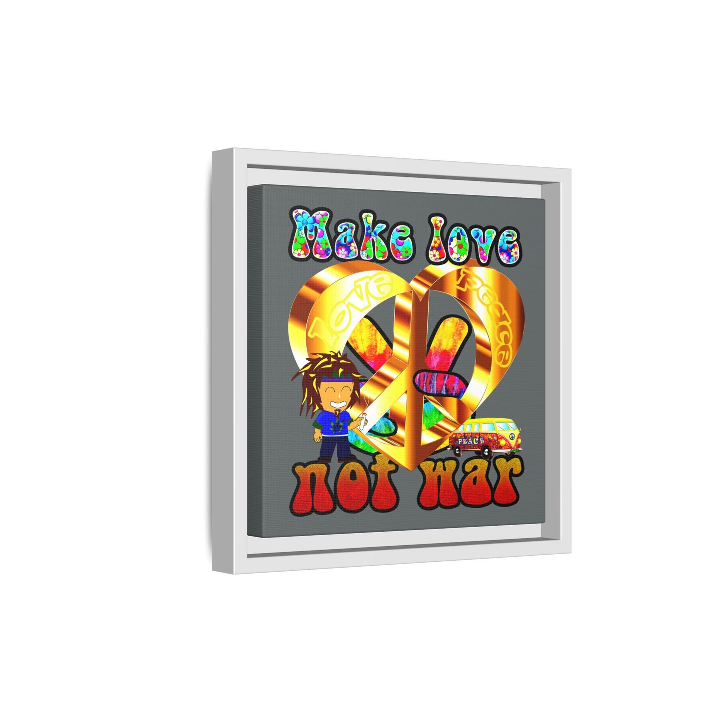 love peace - framed canvas art (dark grey)