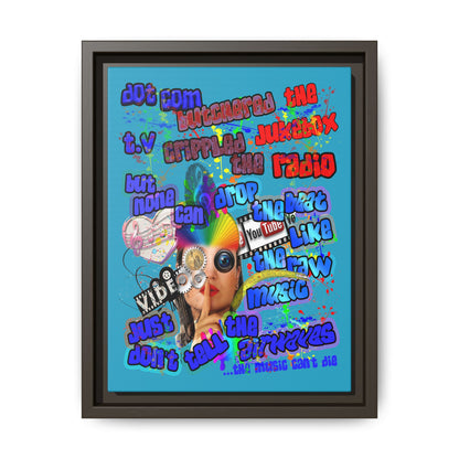 drop the beat - framed canvas art (turquoise)