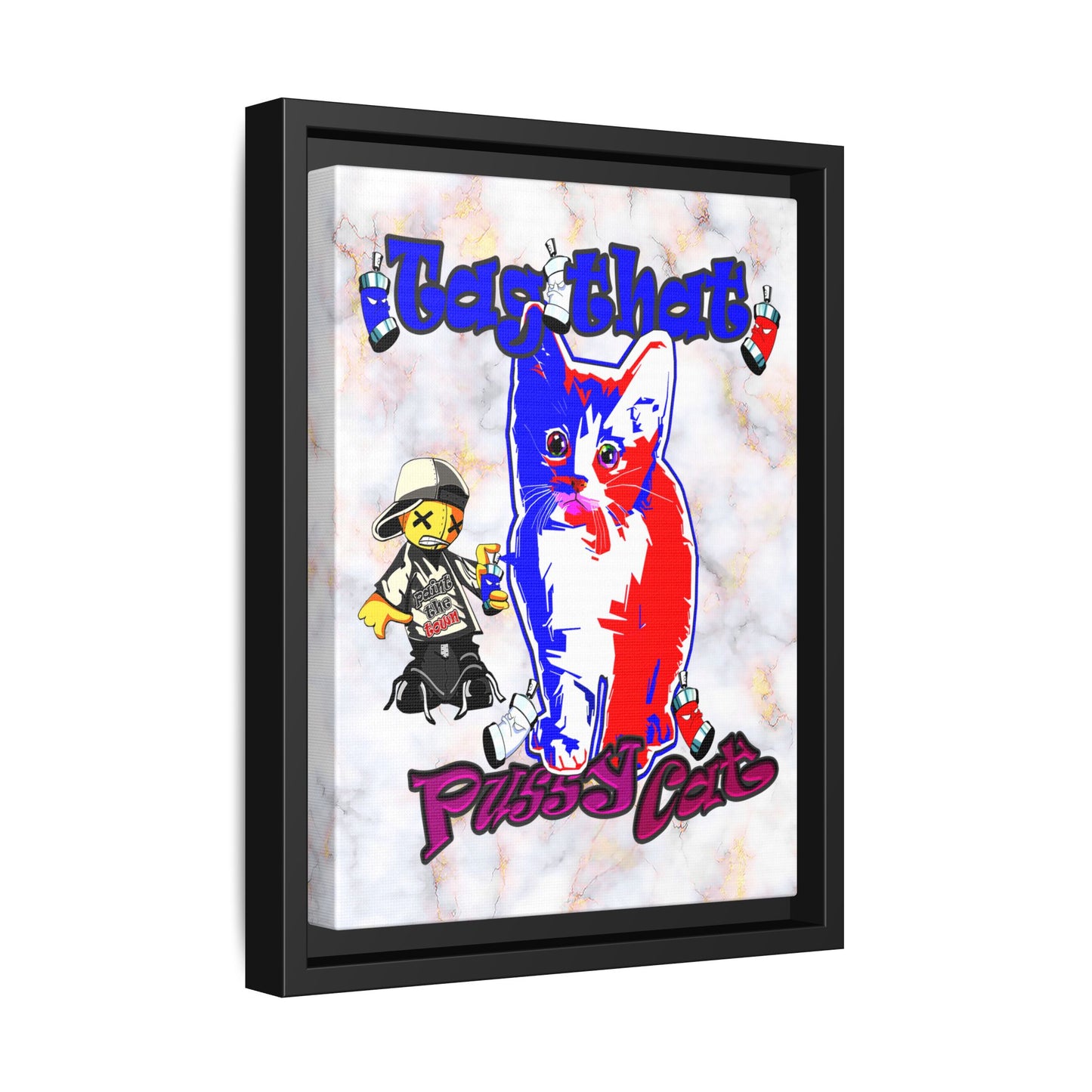 tag that - framed canvas art (white marble)