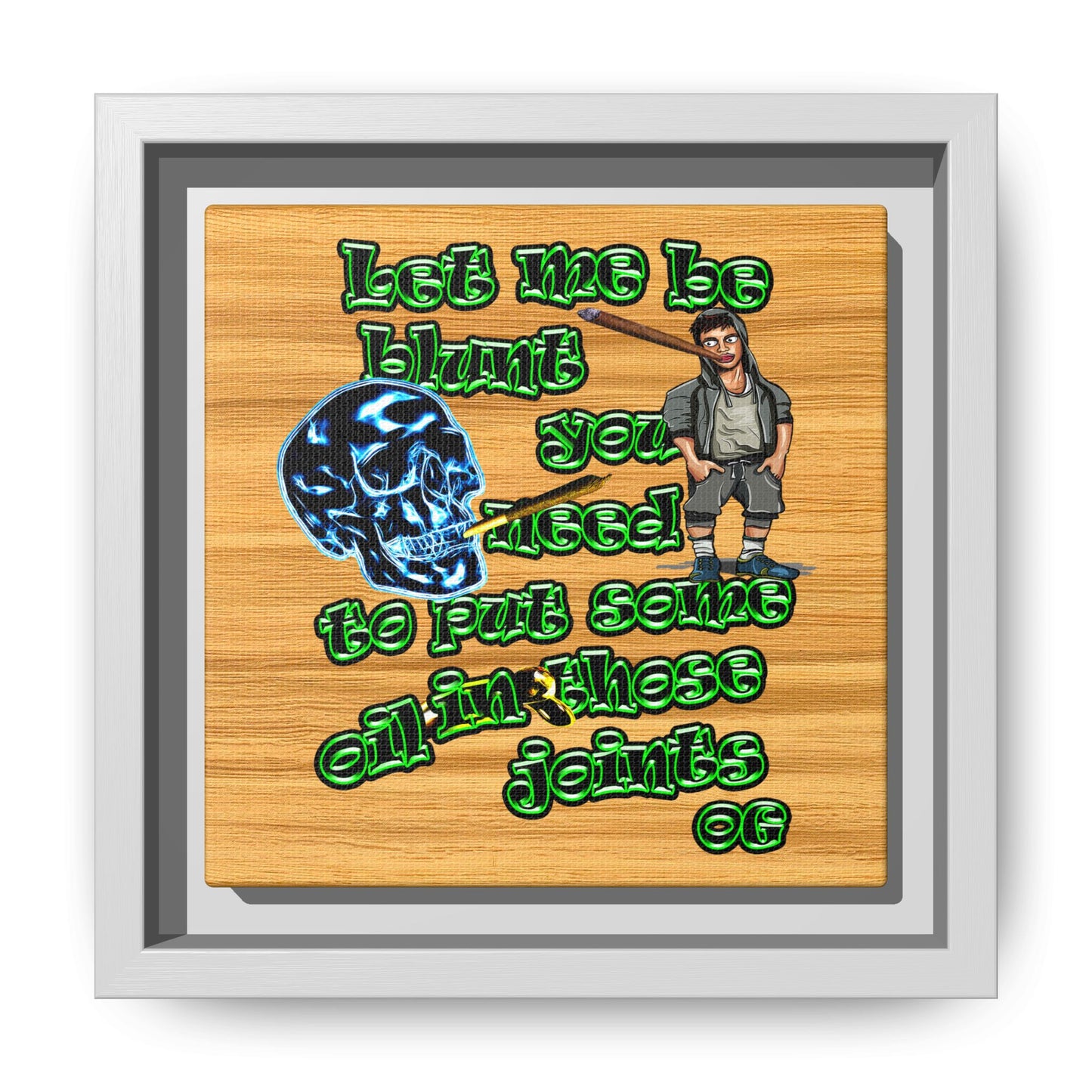 og - framed canvas art (butterscotch wood finish)