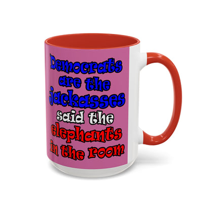 donkeys and elephants - Accent Mug (light pink)