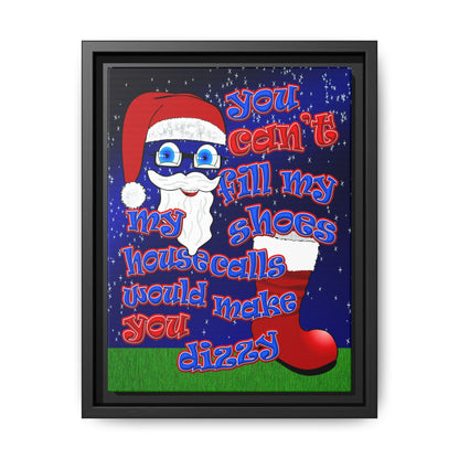 santa's shoes - framed canvas art ('snoops' background)