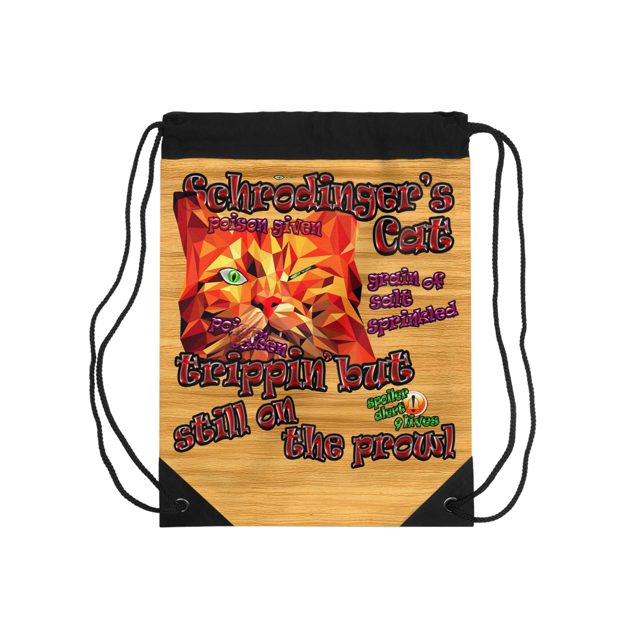 schrodinger's cat - Drawstring Bag (butterscotch wood finish)