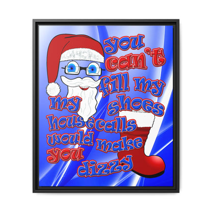 santa's shoes - framed canvas art (blue-white wave)