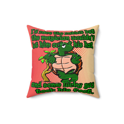 turtle race - Spun Polyester Square Pillow - (yellow-orange wave)