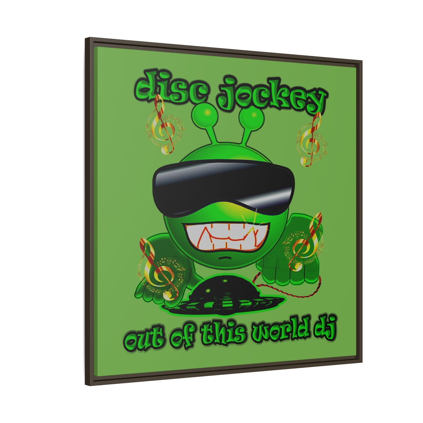 disc jockey - framed canvas art (green)