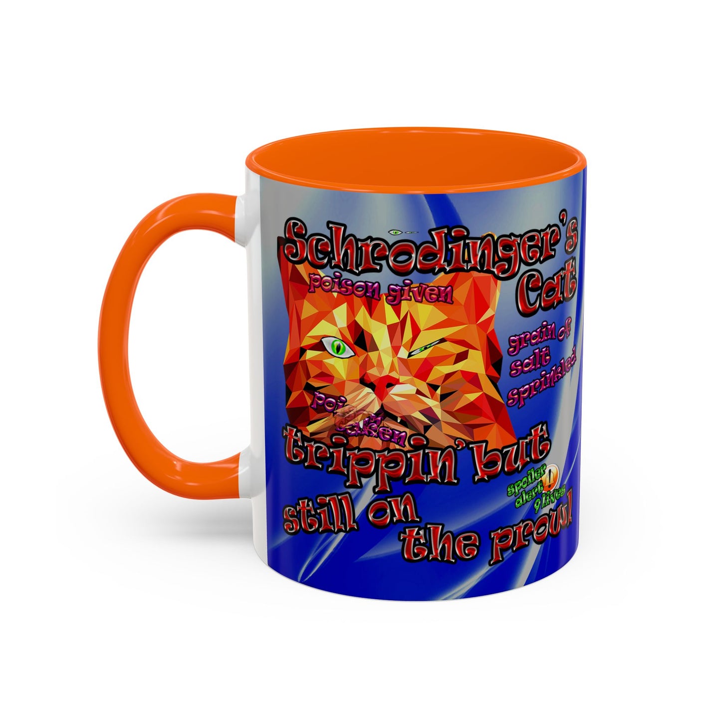schrodinger's cat - Accent Mug (blue-white wave)