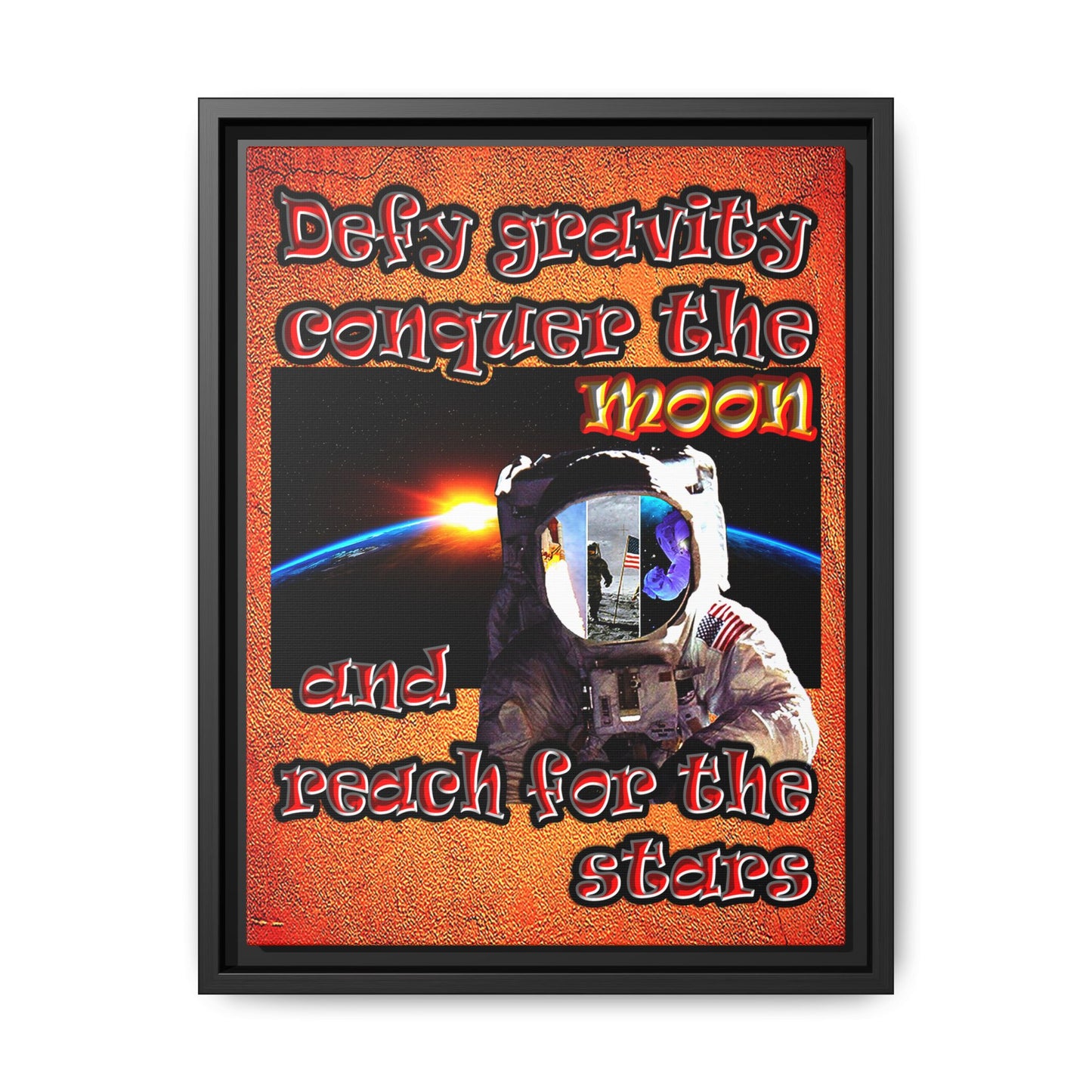 defy conquer reach - framed canvas art (burnt orange)