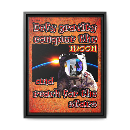 defy conquer reach - framed canvas art (burnt orange)