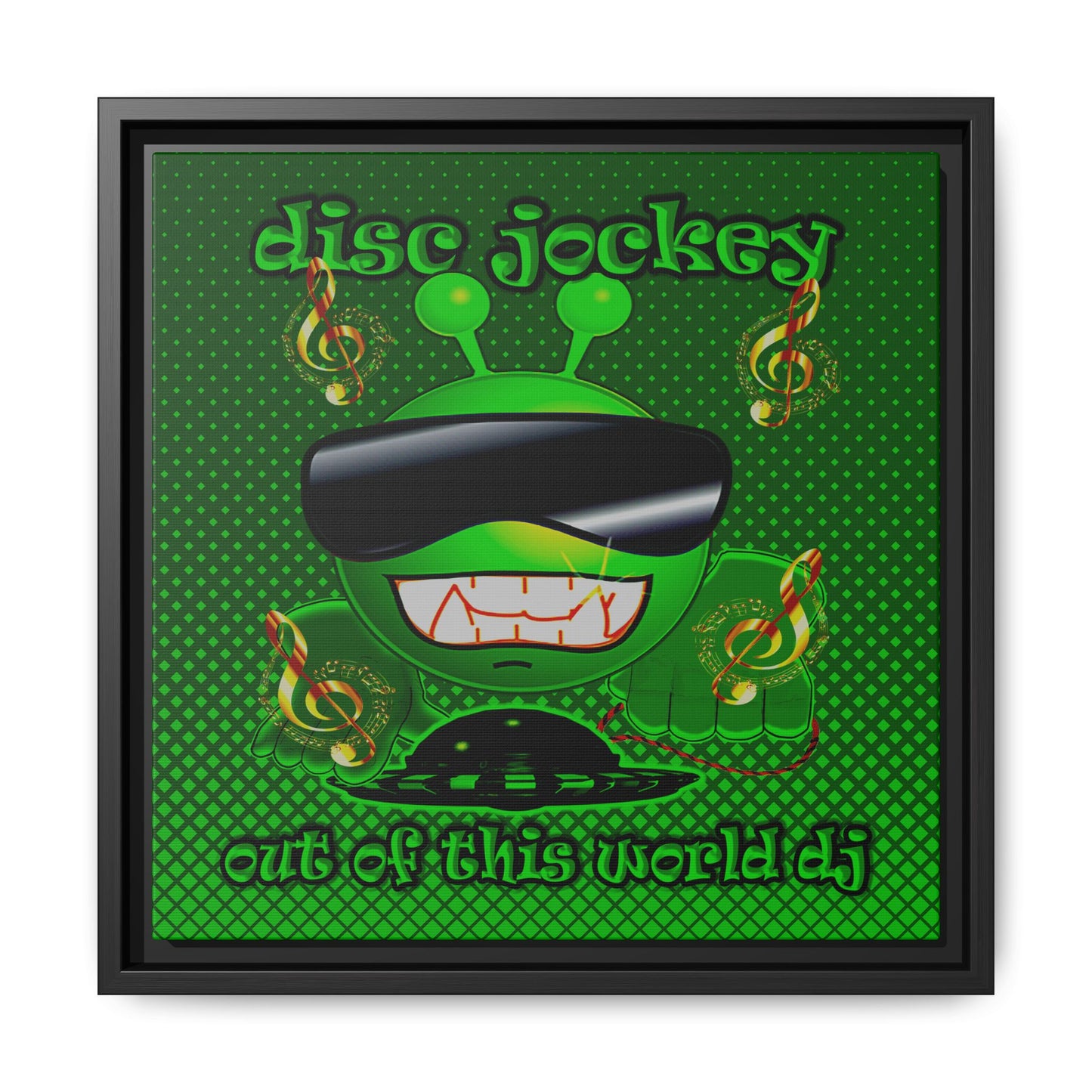 disc jockey - framed canvas art (logo green)