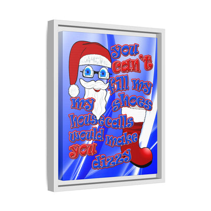 santa's shoes - framed canvas art (blue-white wave)