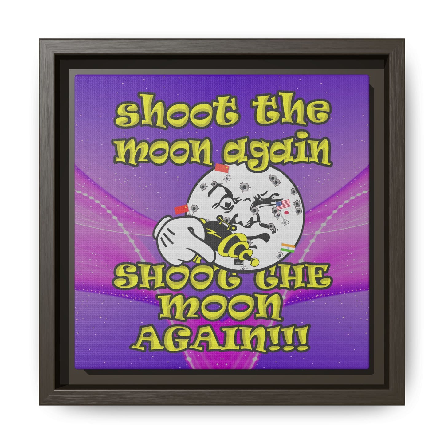 shoot the moon again - framed canvas art (purple-pink wave)