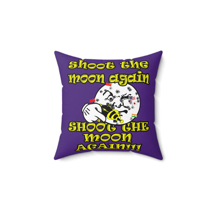 shoot the moon again - Spun Polyester Square Pillow - (purple)