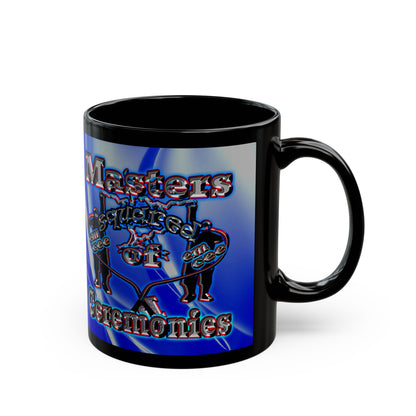 em cee squared - Black Mug (blue-white wave)
