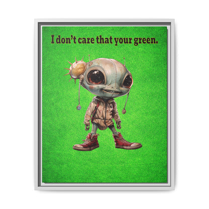 I don't care that your green - framed canvas art (green turf)