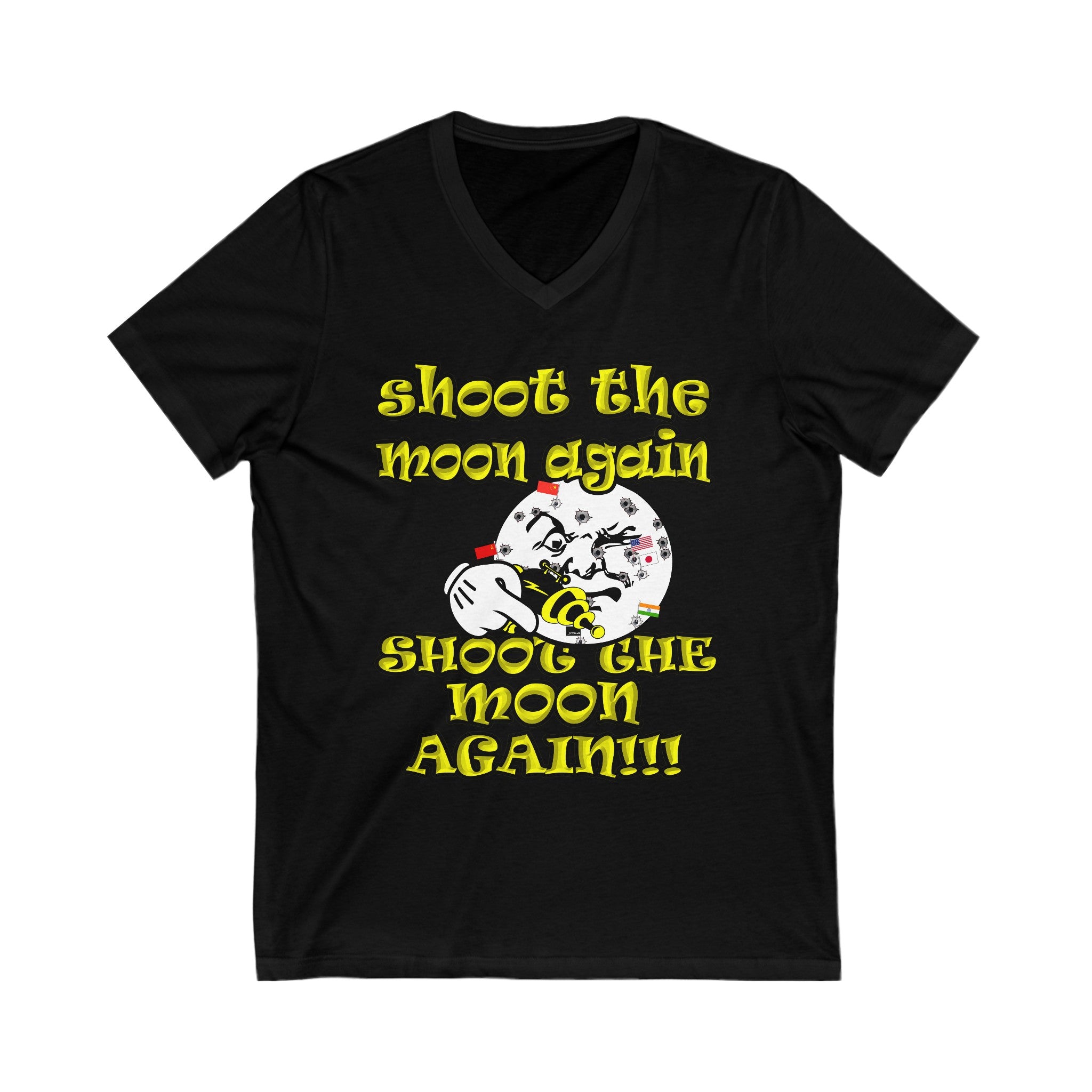 shoot the moon again - Unisex Jersey Short Sleeve V-Neck Tee