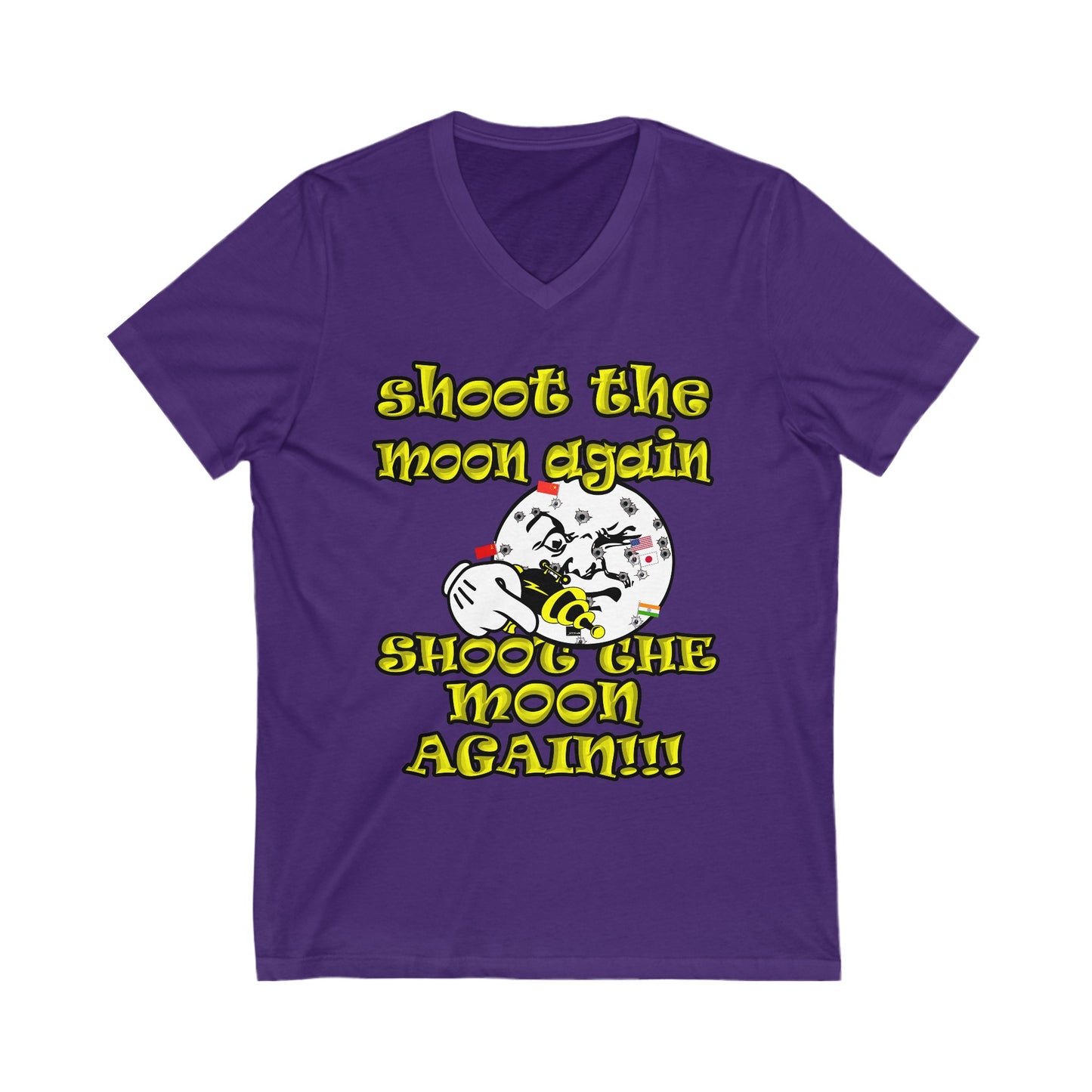 shoot the moon again - Unisex Jersey Short Sleeve V-Neck Tee