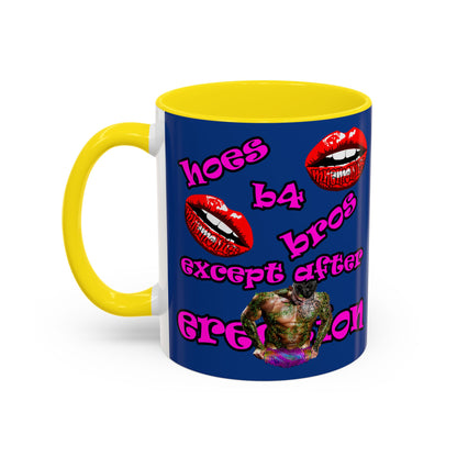 hoes b4 bros - Accent Mug (dark blue)