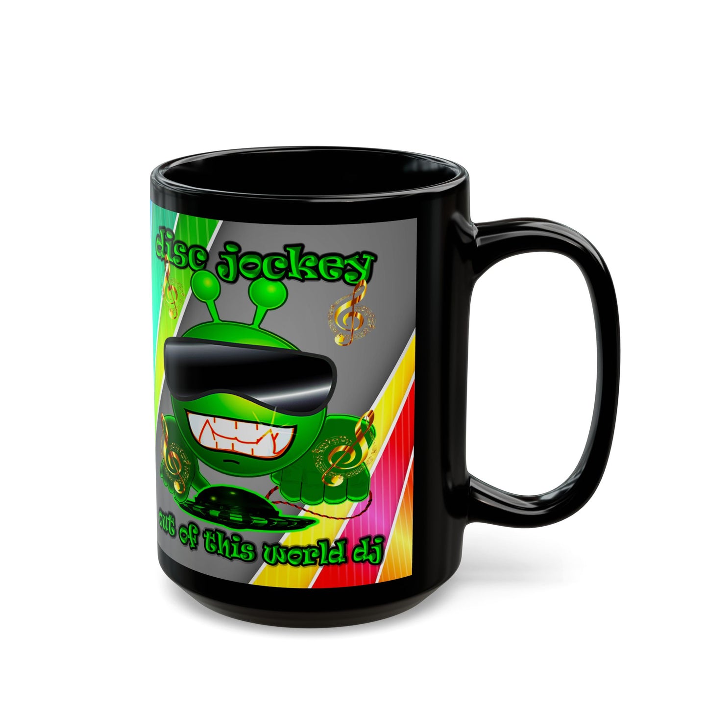 disc jockey - Black Mug (rainbow split)