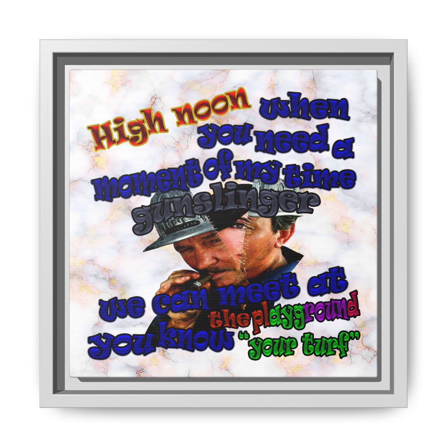 high noon - framed canvas art (white marble)