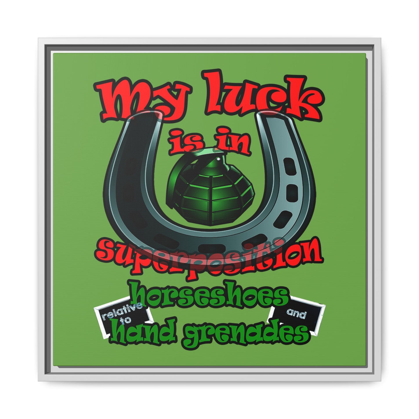 my luck - framed canvas art (green)