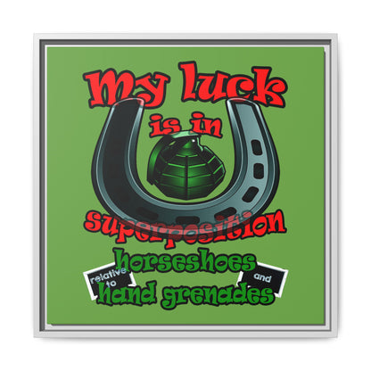 my luck - framed canvas art (green)