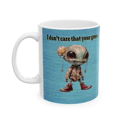 I don't care that your grey - White Mug (faded blue)