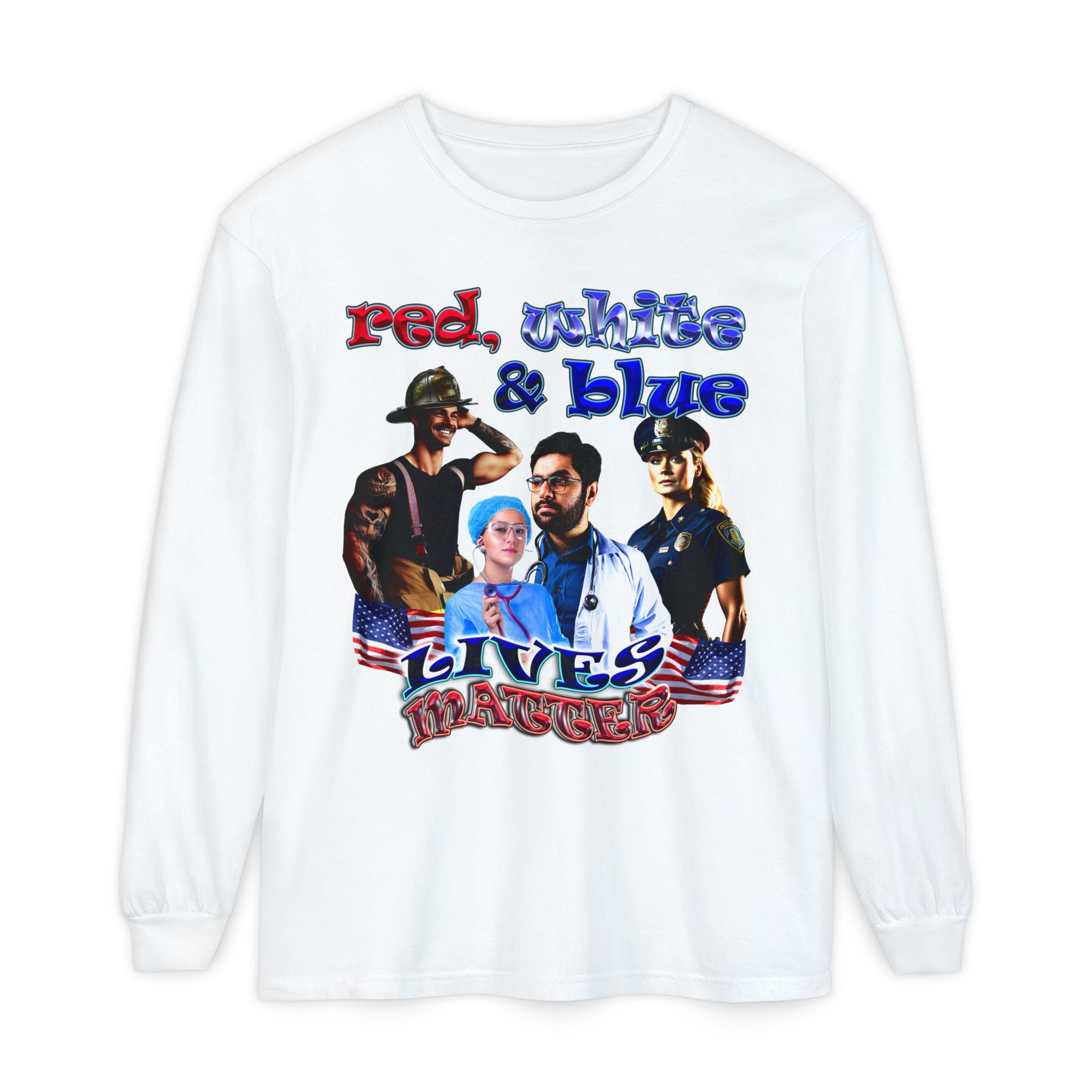 rw&b lives matter - Unisex Garment-dyed Long Sleeve T-Shirt