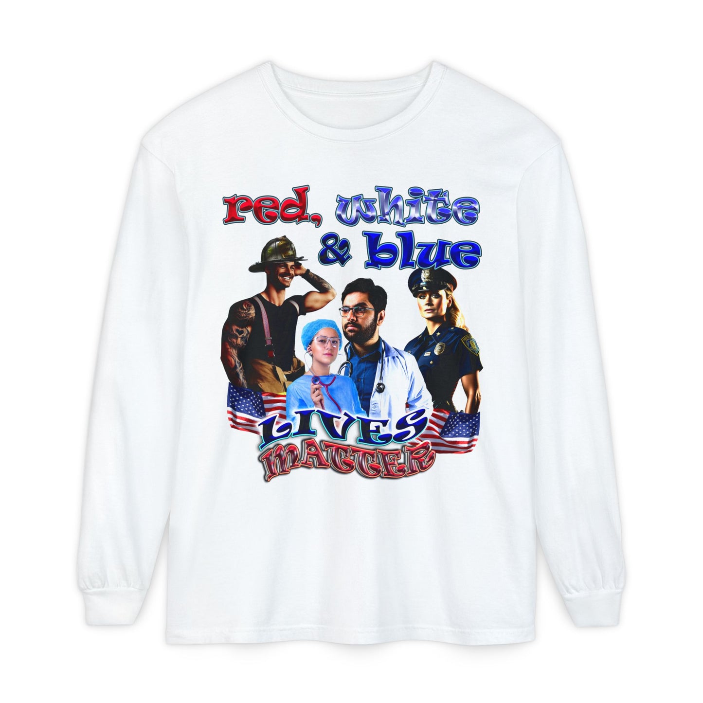 rw&b lives matter - Unisex Garment-dyed Long Sleeve T-Shirt