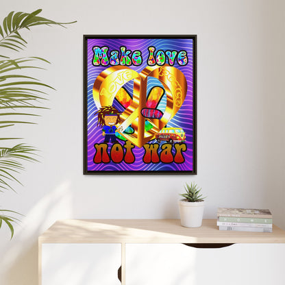 love peace - framed canvas art (purple wave)