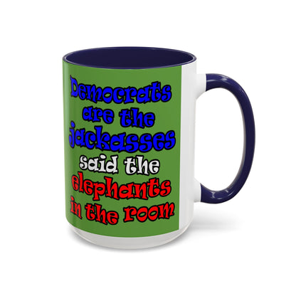 donkeys and elephants - Accent Mug (green)