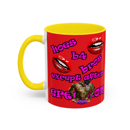 hoes b4 bros - Accent Mug (red)