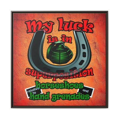 my luck - framed canvas art (burnt orange)