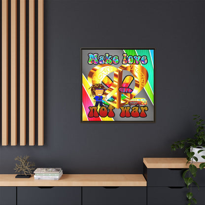 love peace - framed canvas art (rainbow split)