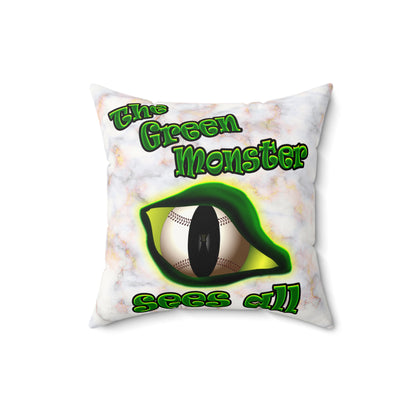 green monster - Faux Suede Square Pillow - (white marble)