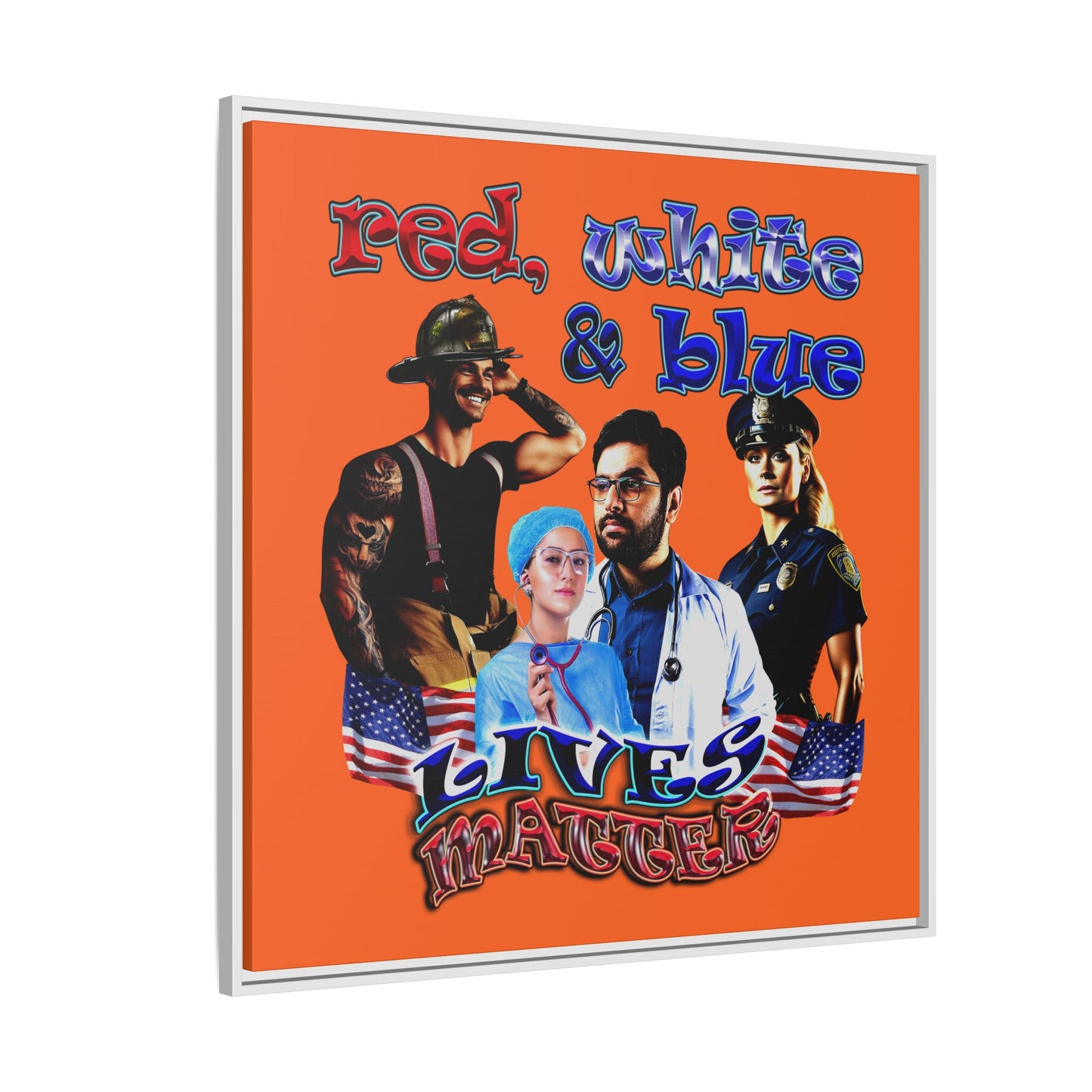 rw&b lives matter - framed canvas art (orange)