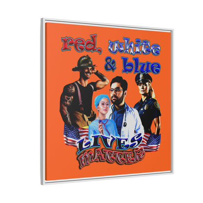 rw&b lives matter - framed canvas art (orange)