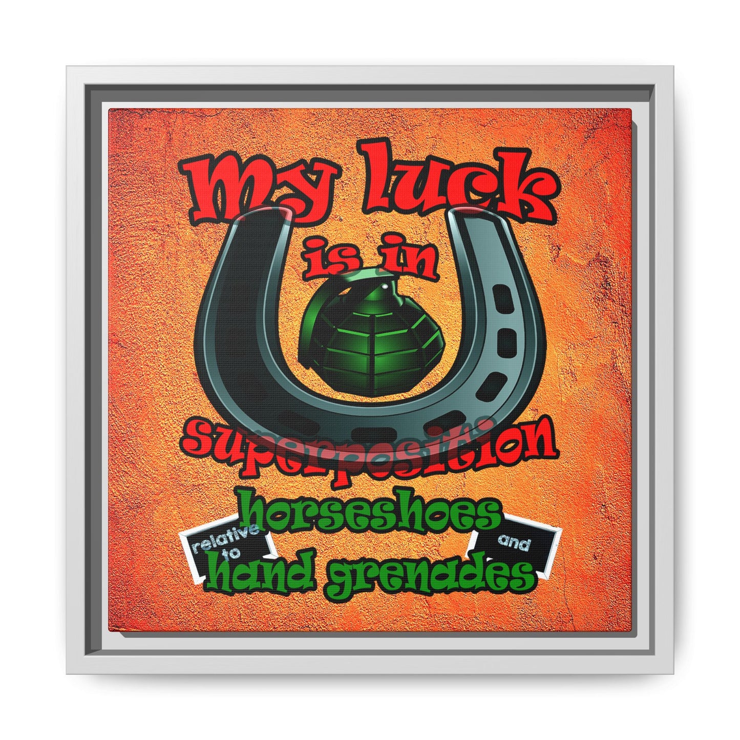 my luck - framed canvas art (burnt orange)