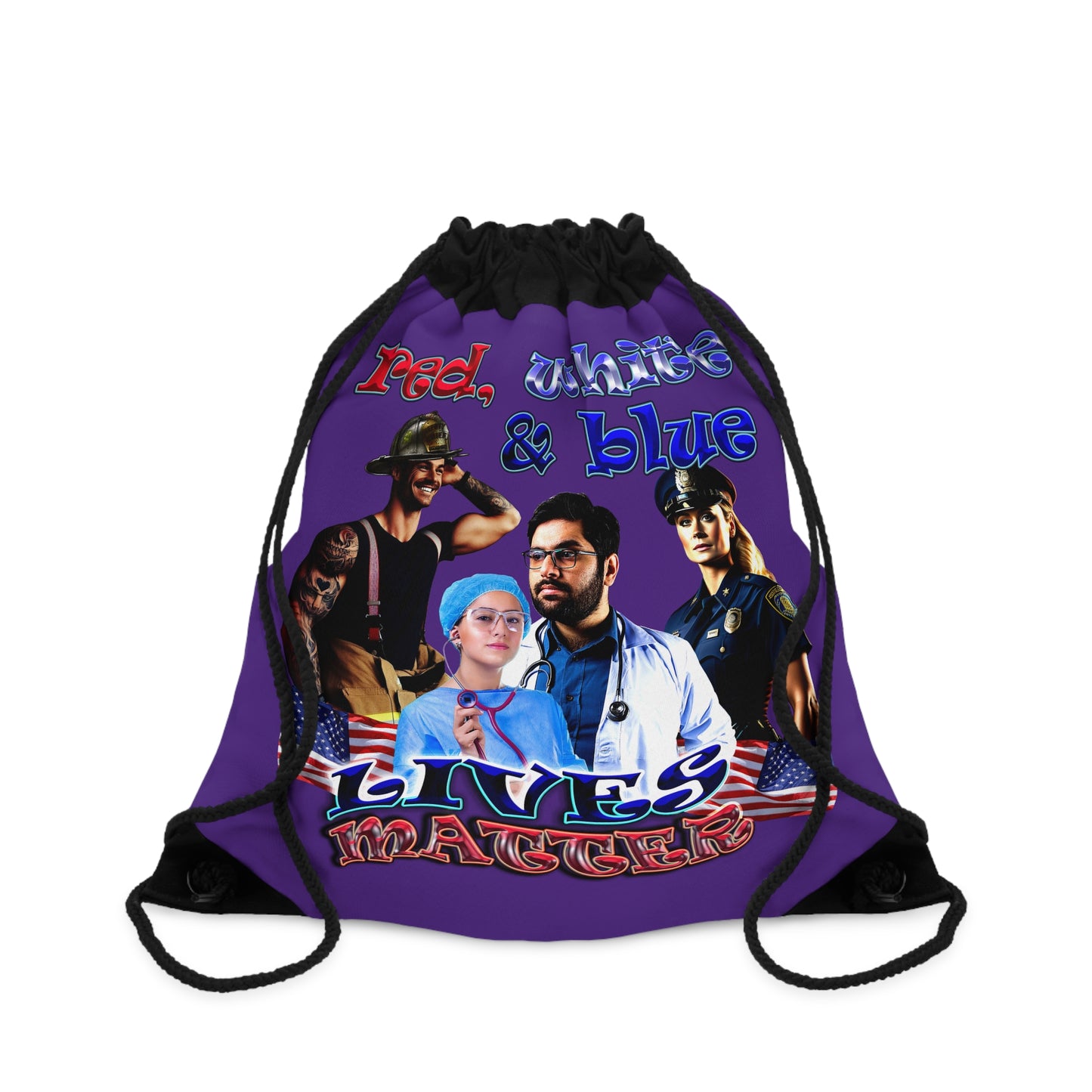rw&b lives matter - Drawstring Bag (purple)