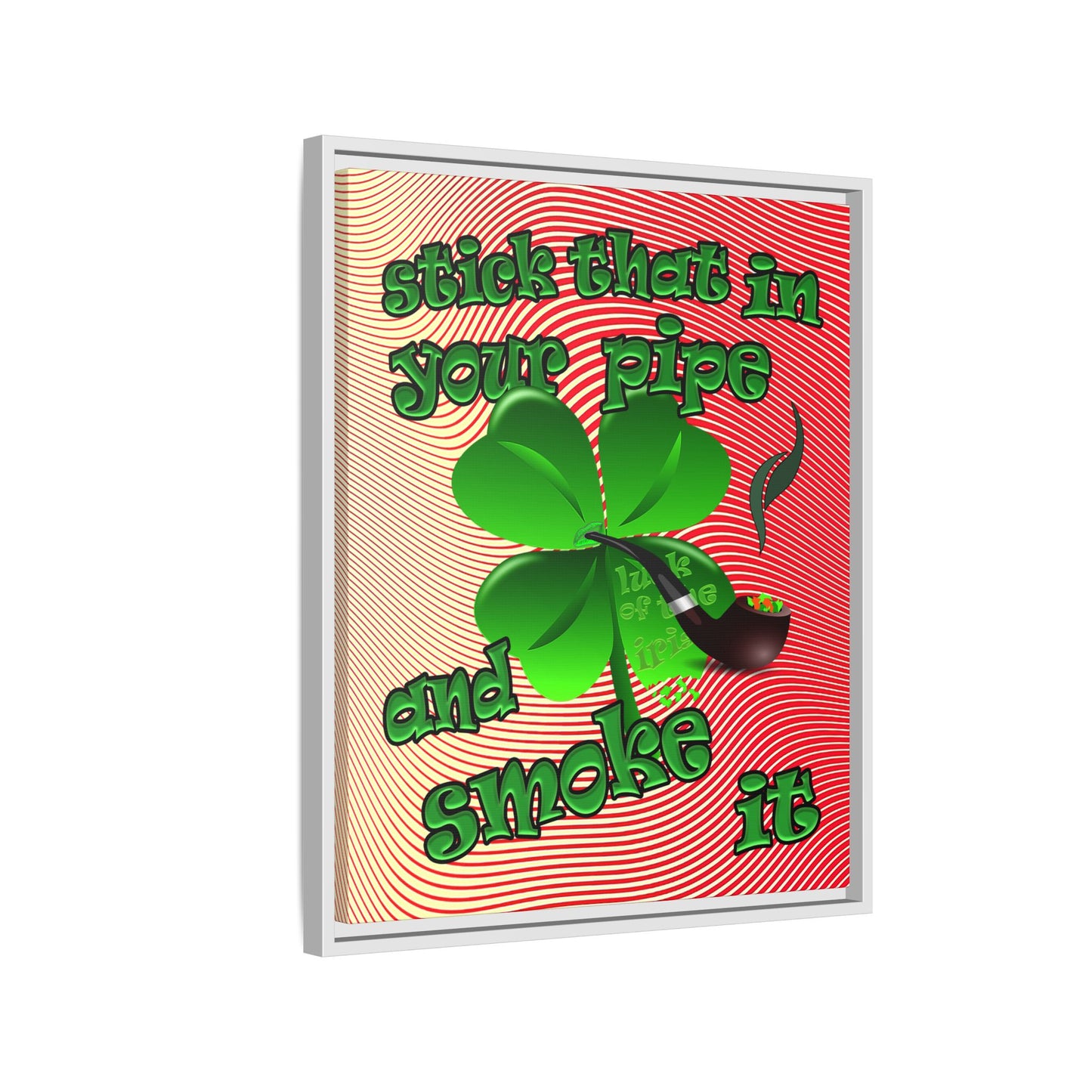 stick that in your pipe and smoke it - framed canvas art (yellow-orange wave)