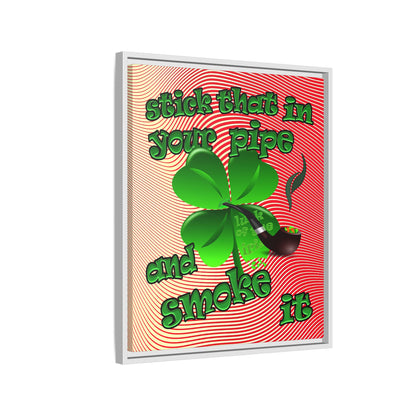 stick that in your pipe and smoke it - framed canvas art (yellow-orange wave)