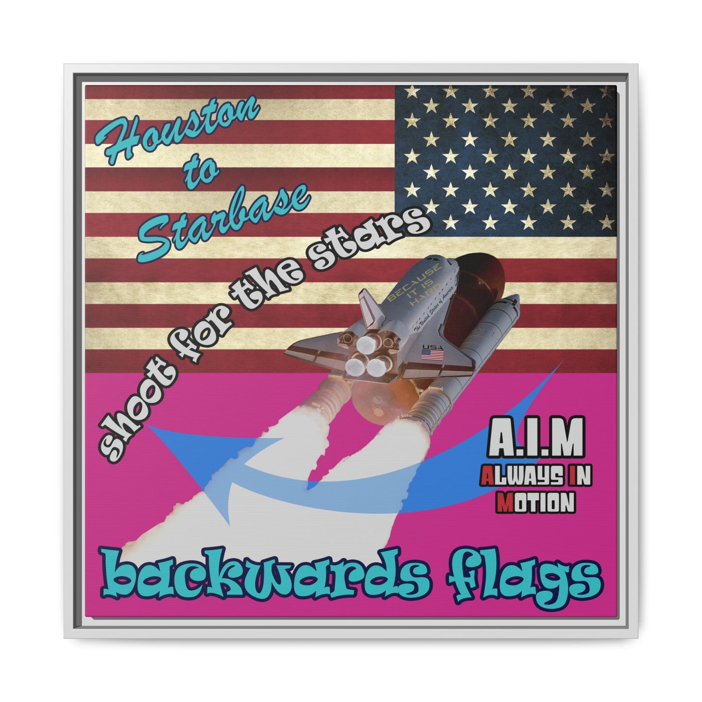 shoot for the stars - framed canvas art (pink)