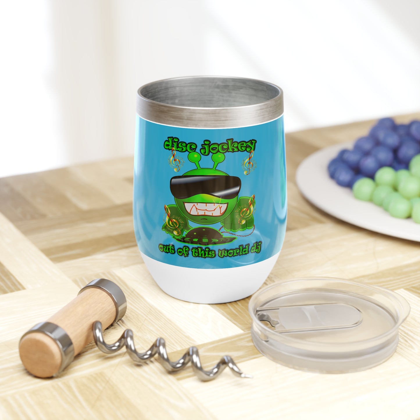 disc jockey - Chill Wine Tumbler (turquoise)