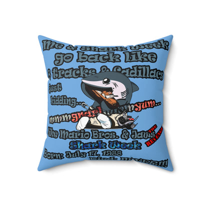 shark week - Spun Polyester Square Pillow - (light blue)