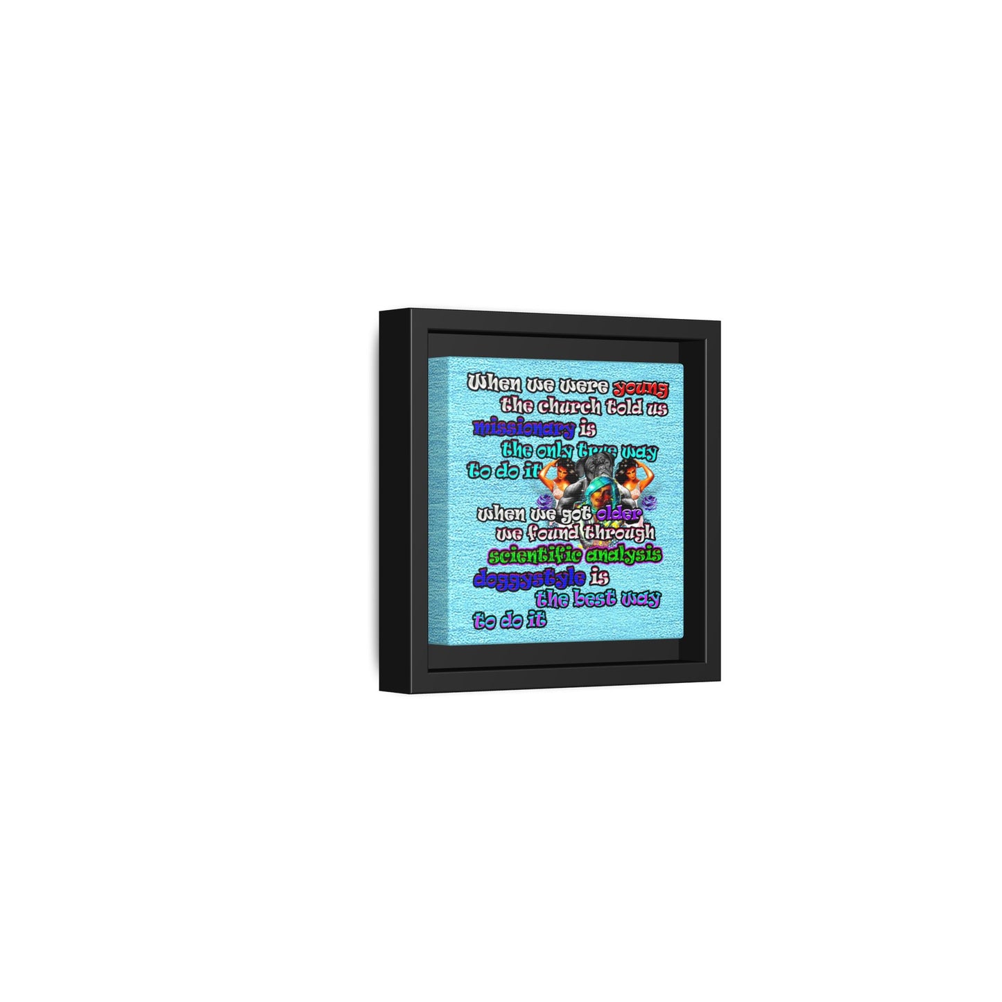 doggystyle - framed canvas art (faded blue)