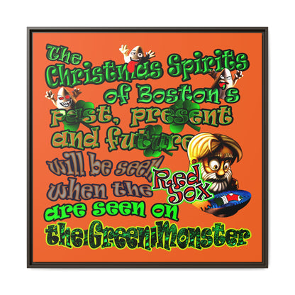 christmas spirits of boston - framed canvas art (orange)