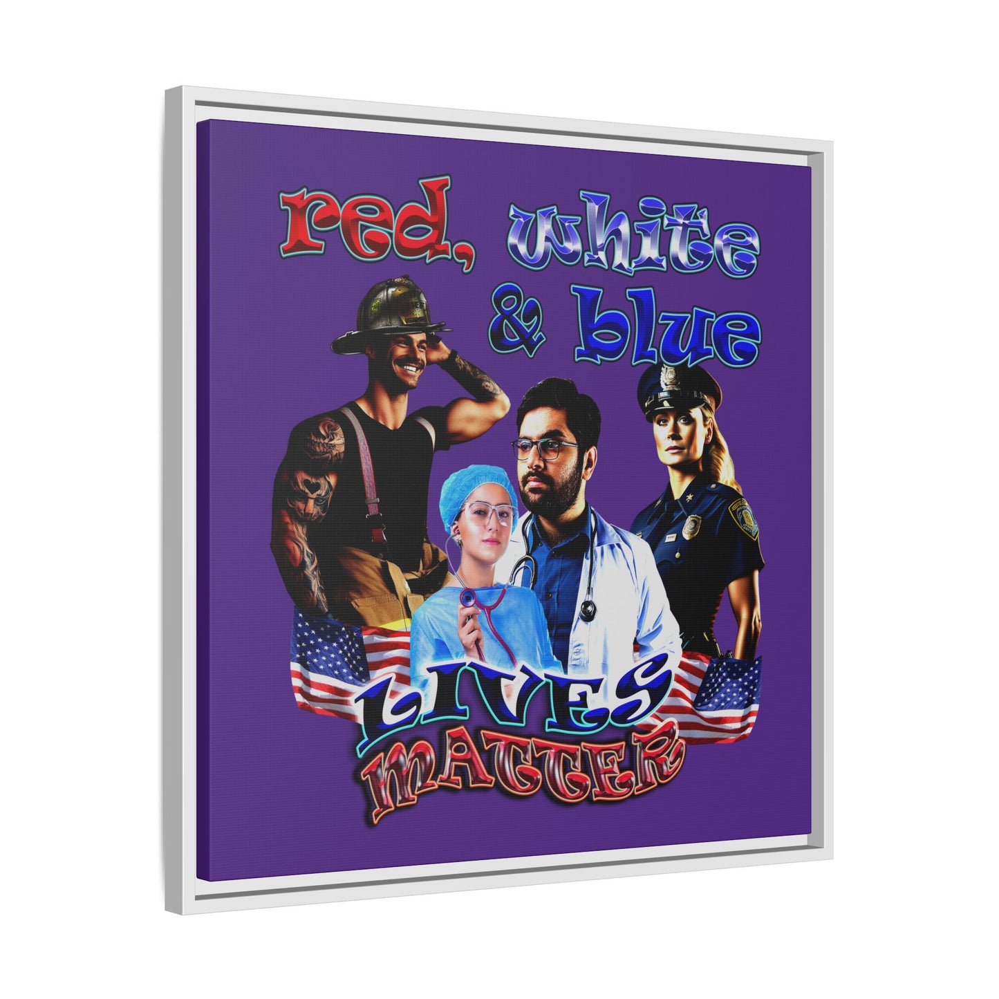 rw&b lives matter - framed canvas art (purple)
