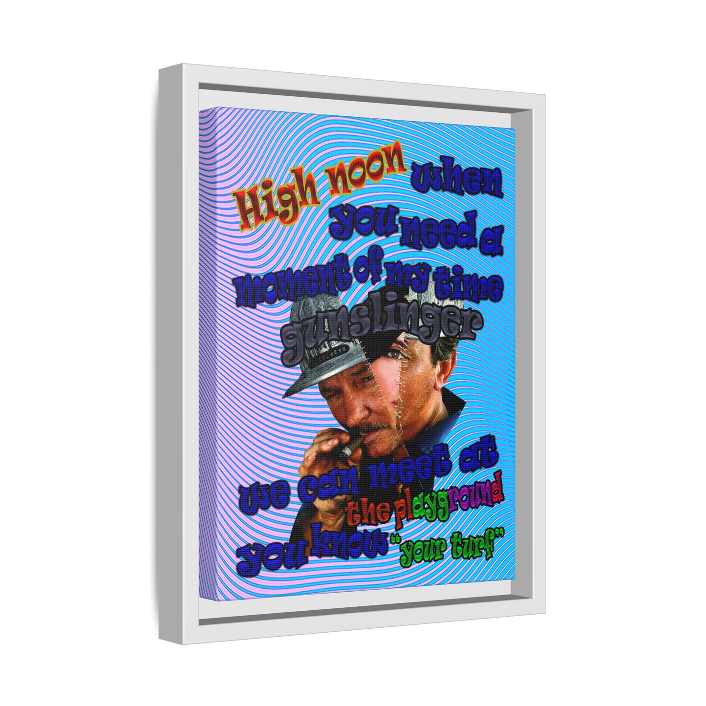 high noon - framed canvas art (light blue-purple wave)